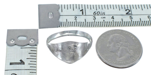 Multicolor Zuni Indian Genuine Sterling Silver Jewelry Ring Size 6-3/4 AX122417