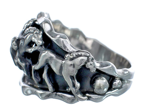 Sterling Silver Native American Navajo Horse Ring Size 14 AX122552