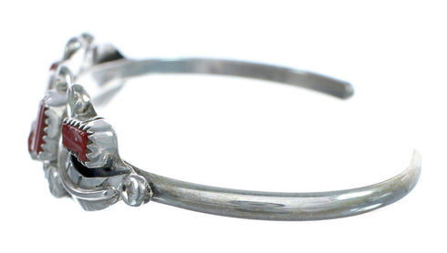 Native American Navajo Leaf Coral Cuff Bracelet JX122245