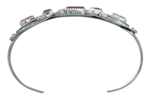 Native American Navajo Leaf Coral Cuff Bracelet JX122245