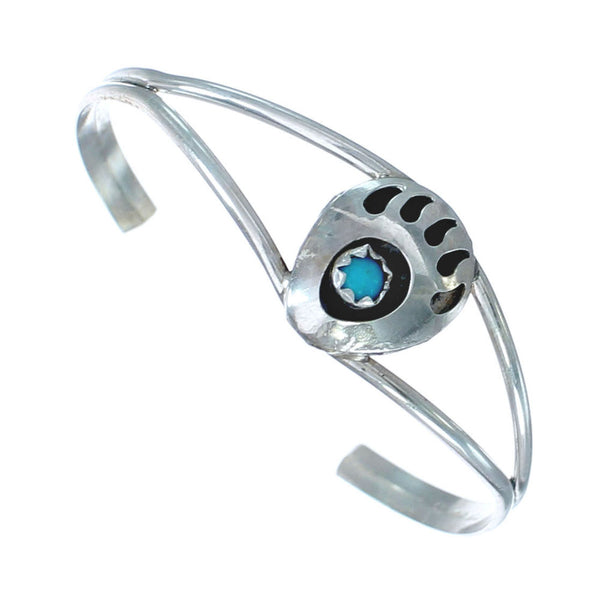 Native American Turquoise Sterling Silver Bear Paw Baby Bracelet JX122230