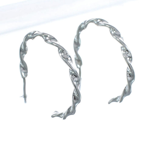 Native American Navajo Sterling Silver Post Hoop Earrings JX122267