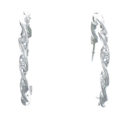 Native American Navajo Sterling Silver Post Hoop Earrings JX122267