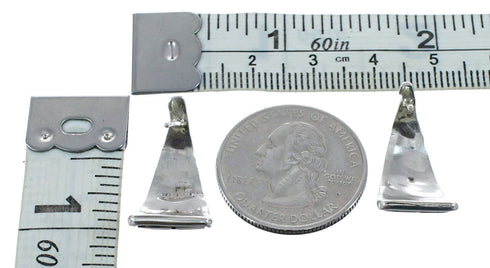 Authentic Sterling Silver Multicolor Inlay Zuni Post Hoop Earrings JX122285