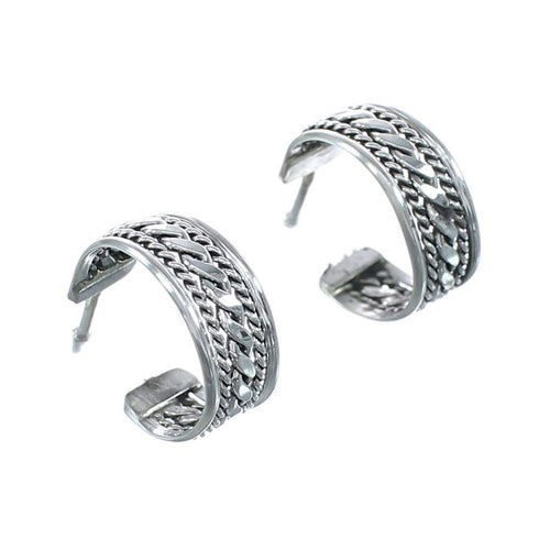 Sterling Silver Native American Post Hoop Earrings JX122304