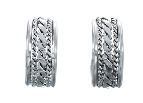 Sterling Silver Native American Post Hoop Earrings JX122304