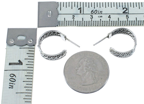 Sterling Silver Native American Post Hoop Earrings JX122304