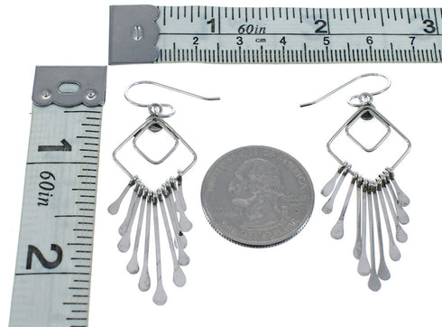 Navajo Coral And Sterling Silver Hook Dangle Earrings JX122284