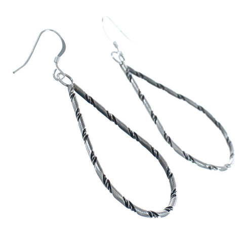 Native American Sterling Silver Hook Dangle Earrings JX122261