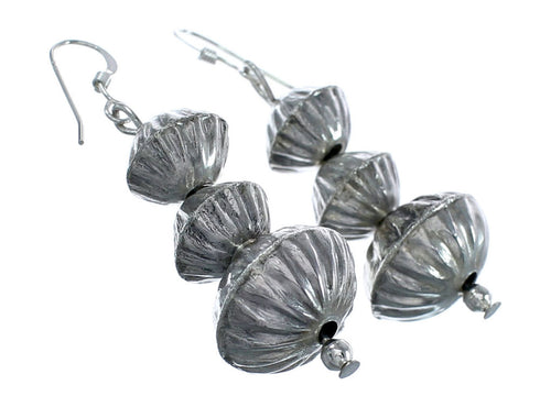 Genuine Sterling Silver Native American Navajo Bead Earrings JX122256