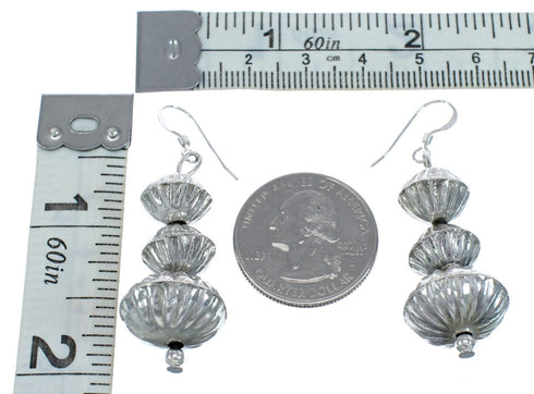 Genuine Sterling Silver Native American Navajo Bead Earrings JX122256