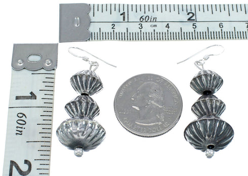 Genuine Sterling Silver Native American Navajo Bead Earrings JX122252