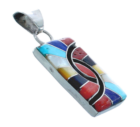 Native American Multicolor Multistone Genuine Sterling Silver Pendant JX122795