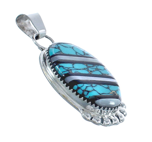 Native American Sterling Silver Turquoise Mother of Pearl Pendant JX122838