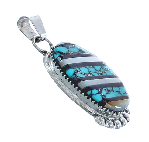Native American Sterling Silver Turquoise Mother of Pearl Pendant JX122840