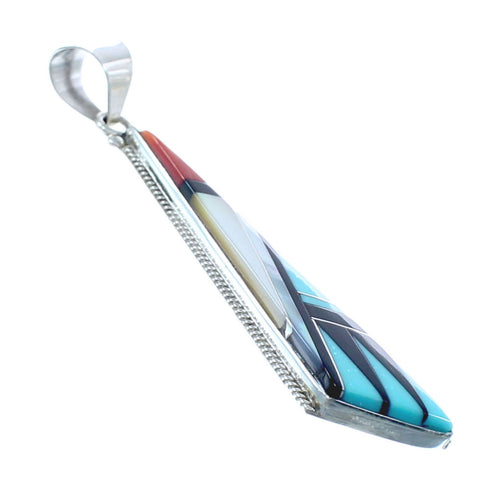 Native American Navajo Multicolor Multistone Inlay Pendant JX122790