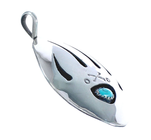 Native American Navajo Bear Paw Sterling Silver Turquoise Pendant JX122777