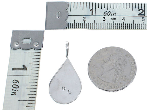 Native American Zuni Turquoise Tear Drop Sterling Silver Pendant JX122779