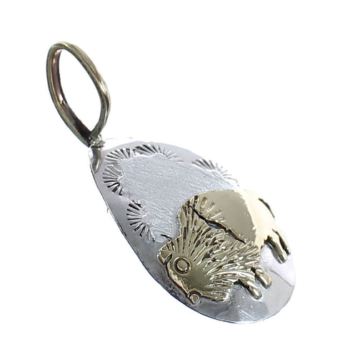 Native American Navajo Sterling Silver 12KGF Buffalo Pendant JX122730