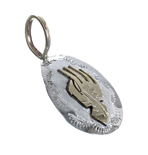 Native American Navajo Sterling Silver 12KGF Bear Paw Pendant JX122733