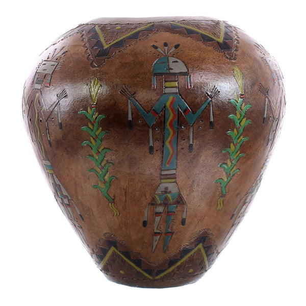 Navajo Kachina Figure Hand Crafted Pot By Artist Nancy Chilly JX122886