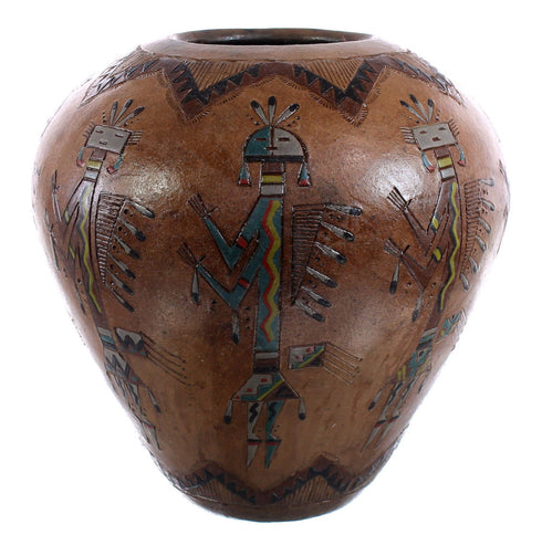 Navajo Kachina Figure Hand Crafted Pot By Artist Nancy Chilly JX122888