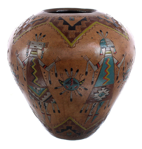 Navajo Kachina Figure Hand Crafted Pot By Artist Nancy Chilly JX122887