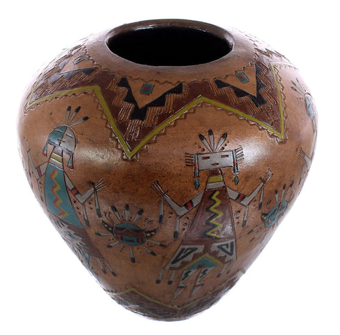 Navajo Kachina Figure Hand Crafted Pot By Artist Nancy Chilly JX122887