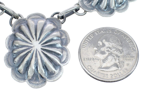 Native American Navajo Concho Sterling Silver Post Earrings and Necklace Set JX122958