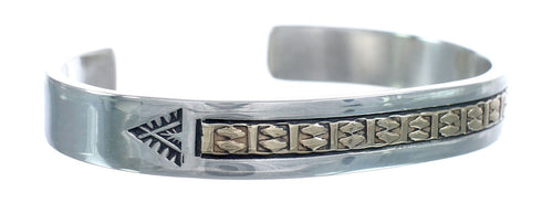 Native American Navajo Sterling Silver And 14 Karat Gold Cuff Bracelet JX122979