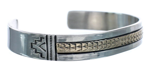 Native American Navajo Sterling Silver And 14 Karat Gold Cuff Bracelet JX122980