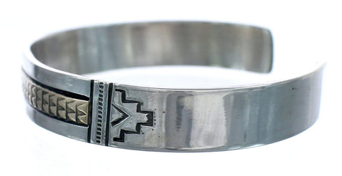 Native American Navajo Sterling Silver And 14 Karat Gold Cuff Bracelet JX122980