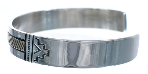 Native American Navajo Sterling Silver And 14 Karat Gold Cuff Bracelet JX122981