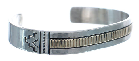 Native American Navajo Sterling Silver And 14 Karat Gold Cuff Bracelet JX122982