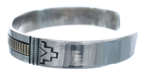 Native American Navajo Sterling Silver And 14 Karat Gold Cuff Bracelet JX122982