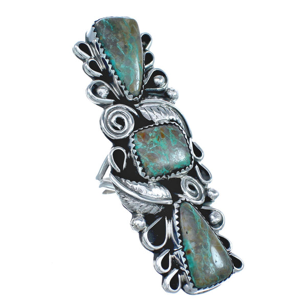 Native American Sterling Silver Turquoise Leaf Ring Size 8-3/4 AX123047