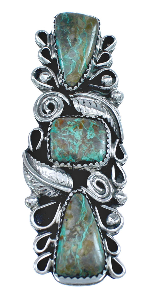Native American Sterling Silver Turquoise Leaf Ring Size 8-3/4 AX123047