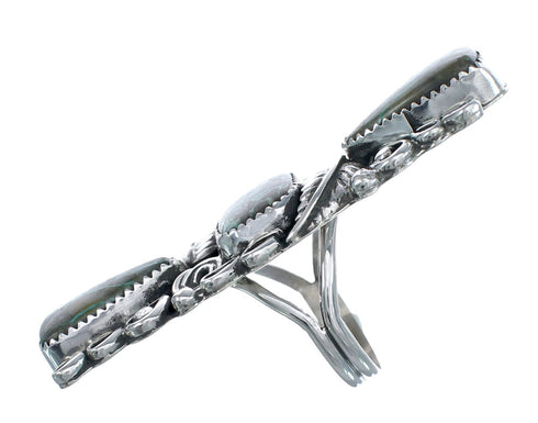 Native American Sterling Silver Turquoise Leaf Ring Size 8-3/4 AX123047