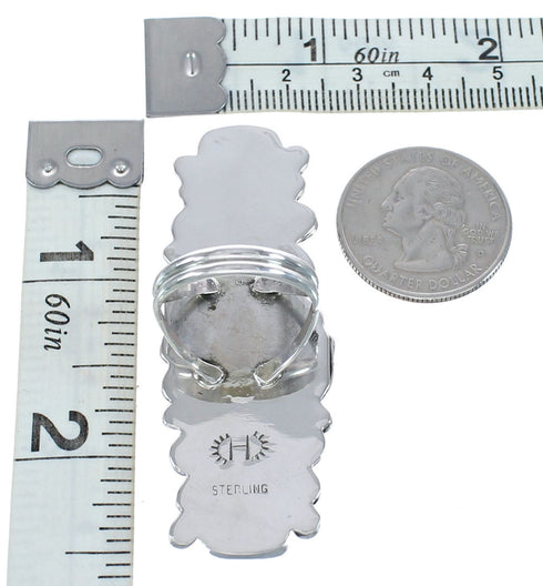 Native American Sterling Silver Turquoise Leaf Ring Size 8-3/4 AX123047