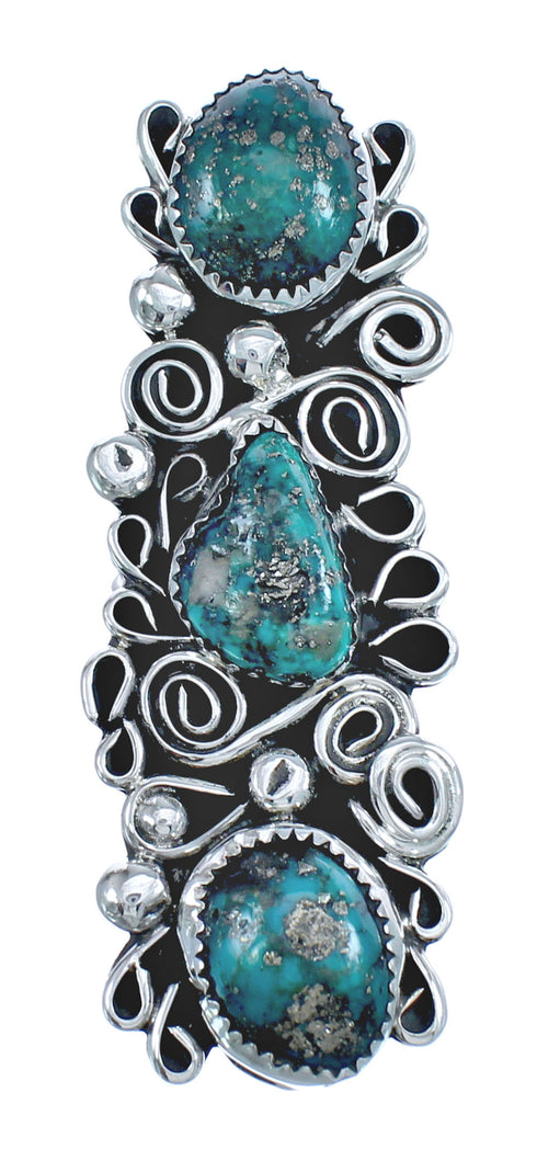 Native American Sterling Silver Turquoise Leaf Ring Size 8-1/2 AX123049