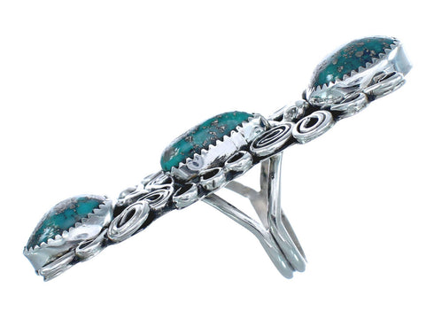 Native American Sterling Silver Turquoise Leaf Ring Size 8-1/2 AX123049