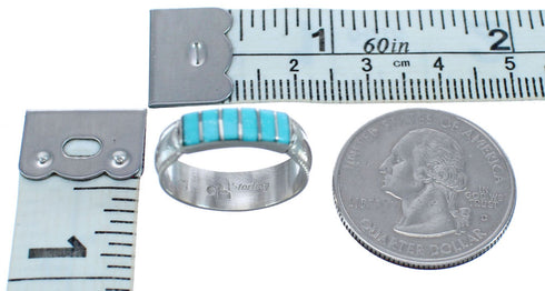 Zuni Jewelry Turquoise Inlay Sterling Silver Ring Size 6-3/4 AX123092
