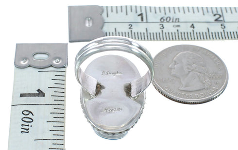 Native American Sterling Silver Multicolor Inlay Ring Size 7-3/4 AX123186