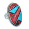 Native American Sterling Silver Multicolor Inlay Ring Size 7 AX123193