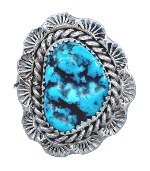 Navajo Turquoise Sterling Silver Ring Size 9-1/4 AX123113