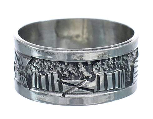 Native American Navajo Sterling Silver Story Teller Ring Size 9-3/4 AX123198