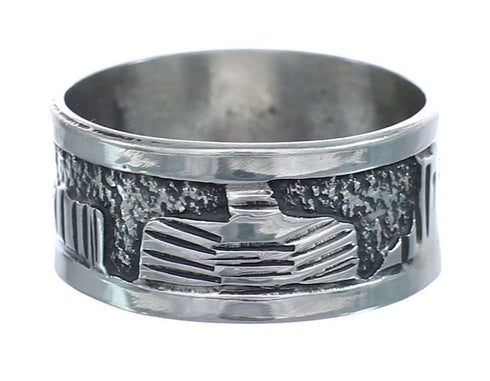 Native American Navajo Sterling Silver Story Teller Ring Size 9-3/4 AX123198
