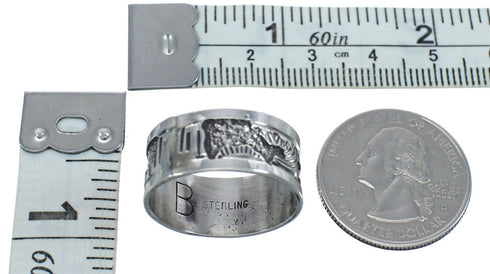 Native American Navajo Sterling Silver Story Teller Ring Size 9-3/4 AX123198
