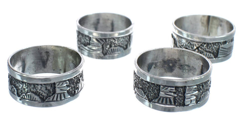 Native American Navajo Sterling Silver Story Teller Ring Size 9-3/4 AX123198