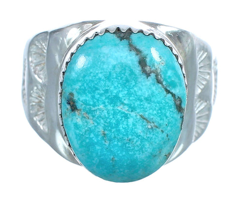 Native American Sterling Silver Turquoise Ring Size 9-3/4 AX123078